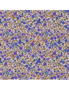 Tissu popeline de coton - Barbara violet et camel 2