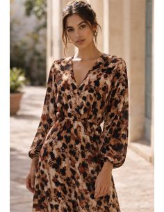 Tissu viscose fantaisie - Gépi marron et beige 2