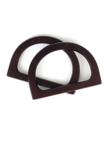 Anses en bois demi cercle pour sac à main - Marron foncé