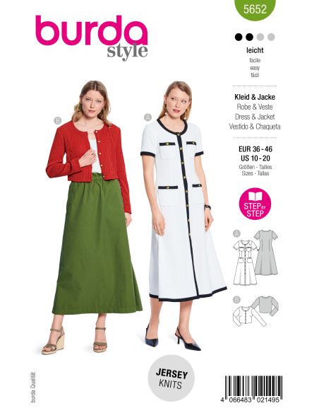 Patron de robe et cardigan - Burda 5652
