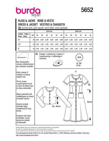 Patron de robe et cardigan - Burda 5652