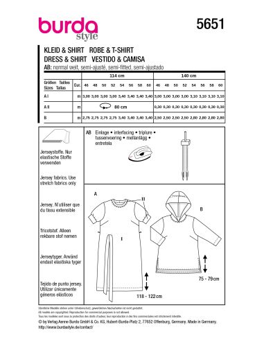 Patron de robe et t-shirt - Burda 5651