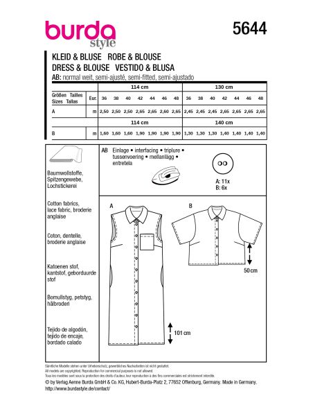 Patron de robe et chemisier - Burda 5644