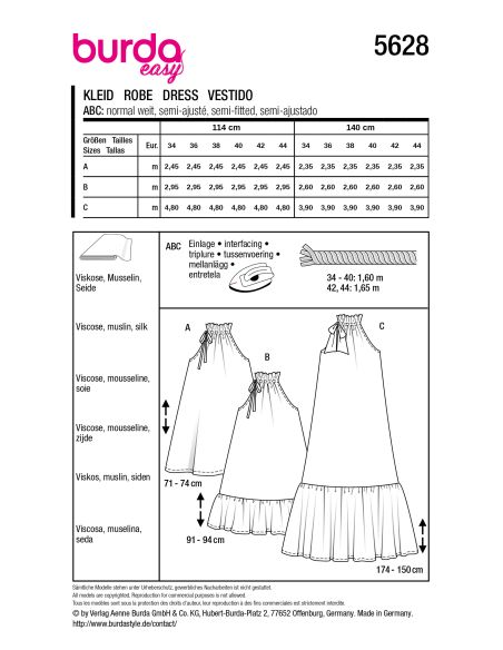 Patron de robe - Burda 5628
