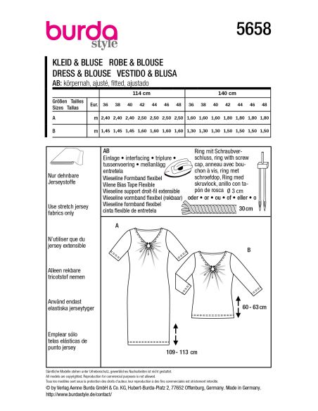 Patron de robe et t-shirt - Burda 5658