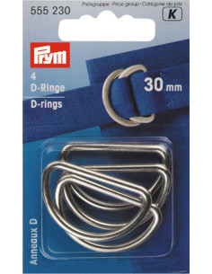 Boite de 4 anneaux en D - Argent 30 mm