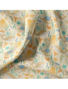 Tissu popeline de coton - Bubly jaune et bleu 2
