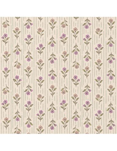 Tissu popeline de coton - Aesa écru et rose