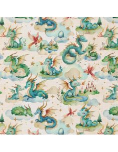 Tissu popeline de coton - Pendra lin et vert