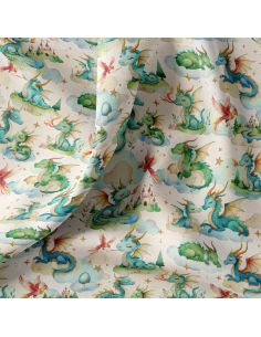 Tissu popeline de coton - Pendra lin et vert 2