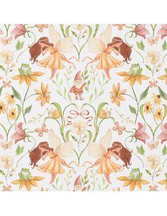 Tissu popeline de coton - Lulu blanc et jaune