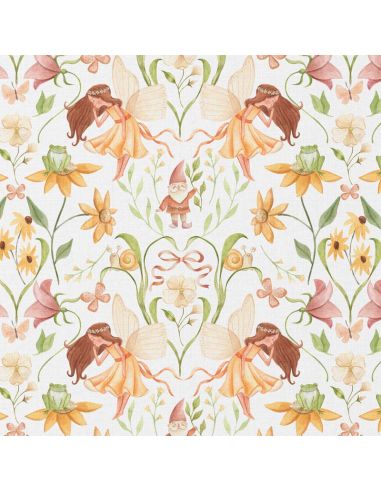 Tissu popeline de coton - Lulu blanc et jaune
