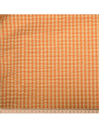 Tissu Seersucker à carreaux - Lemon et mangue