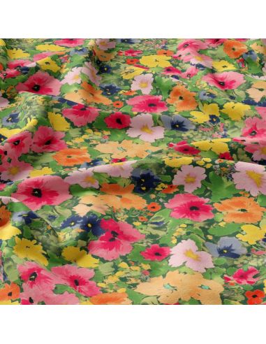 Tissu viscose fantaisie - Rebecca vert et rose