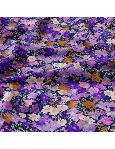 Tissu viscose fantaisie - Zata violet et orange