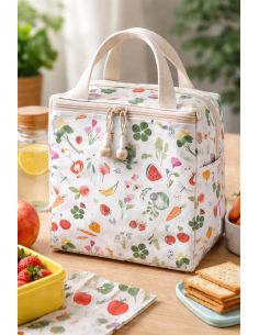 Tissu popeline de coton - Vitam blanc et rouge 2