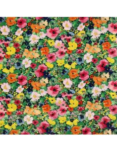 Tissu viscose fantaisie - Rebecca vert et rose 2
