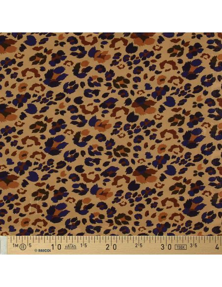 Tissu viscose fantaisie - Lynx marron et bleu
