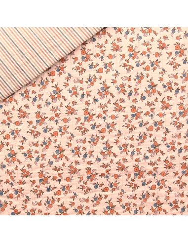 Tissu coton matelassé double face June - Peau et toffee