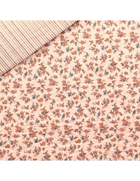 Tissu coton matelassé double face June - Peau et toffee