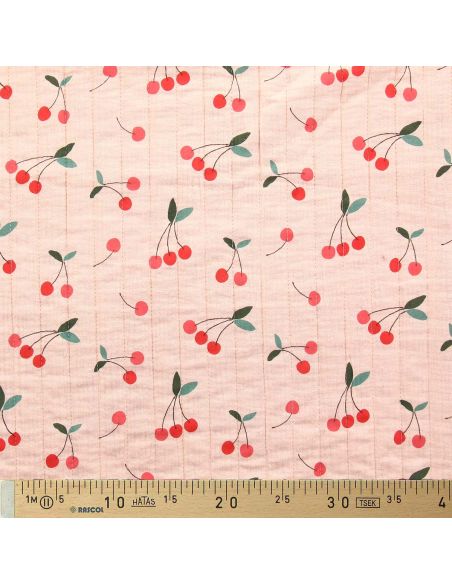 Tissu coton matelassé double face Clafoutis - Peau et cerise