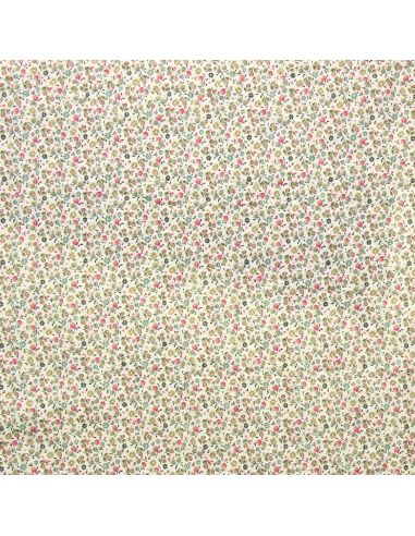Tissu coton matelassé double face Molisa - Écru et rose
