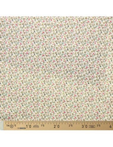 Tissu coton matelassé double face Molisa - Écru et rose