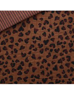 Tissu coton matelassé double face Saian - Marron et auburn