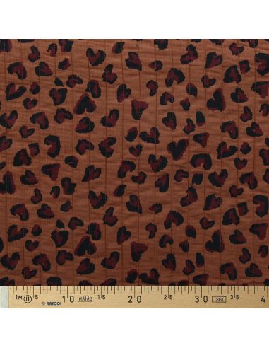 Tissu coton matelassé double face Saian - Marron et auburn