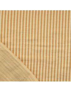 Tissu double gaze gaufrée rayures - Lemon et mangue