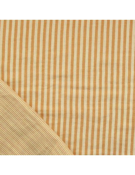 Tissu double gaze gaufrée rayures - Lemon et mangue