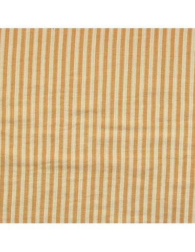 Tissu double gaze gaufrée rayures - Lemon et mangue