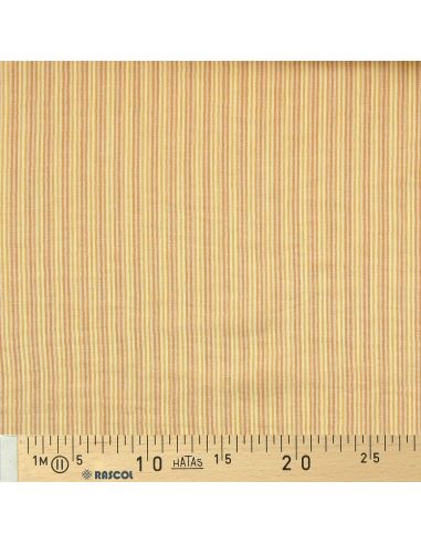 Tissu double gaze gaufrée rayures - Lemon et mangue