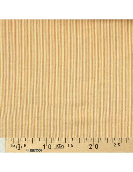Tissu double gaze gaufrée rayures - Lemon et mangue