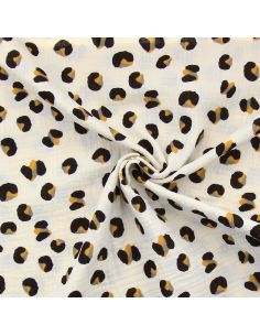 Tissu double gaze imprimé - Safari écru