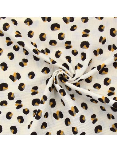 Tissu double gaze imprimé - Safari écru