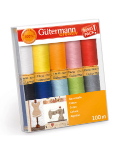 Set de 10 fils à coudre coton Gütermann - Vif