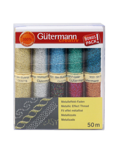 Set de 10 fils à coudre Gütermann - Fil effet métallisé