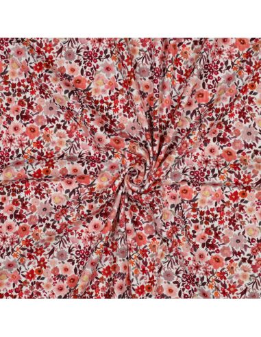 Tissu jersey coton maille côtelé - Romantique rouge