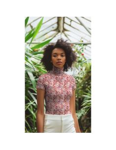 Tissu jersey coton maille côtelé - Romantique rouge 2