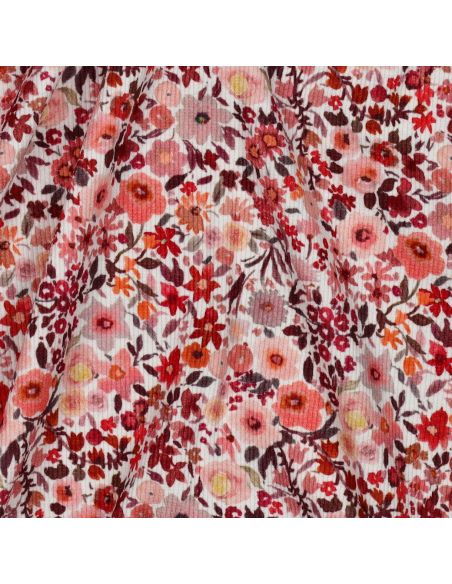 Tissu jersey coton maille côtelé - Romantique rouge