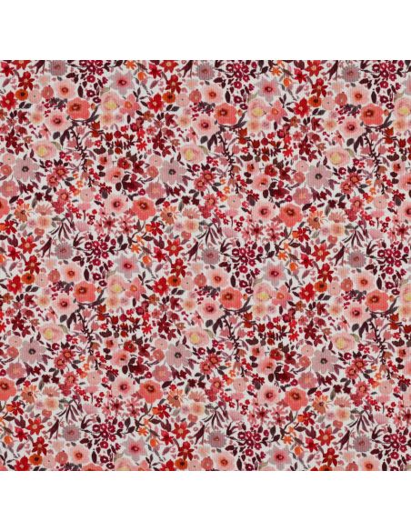 Tissu jersey coton maille côtelé - Romantique rouge