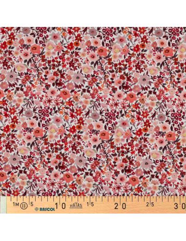 Tissu jersey coton maille côtelé - Romantique rouge
