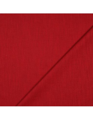Tissu lin coton - Rouge carmin