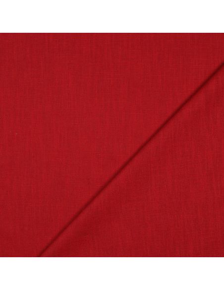 Tissu lin coton - Rouge carmin