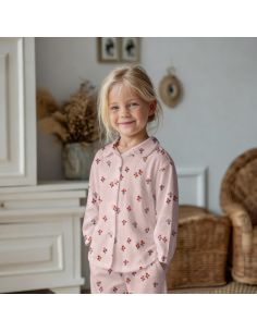 Tissu flanelle - Fleurs fond rose 2