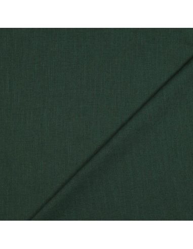 Tissu lin coton lavé - Vert sapin