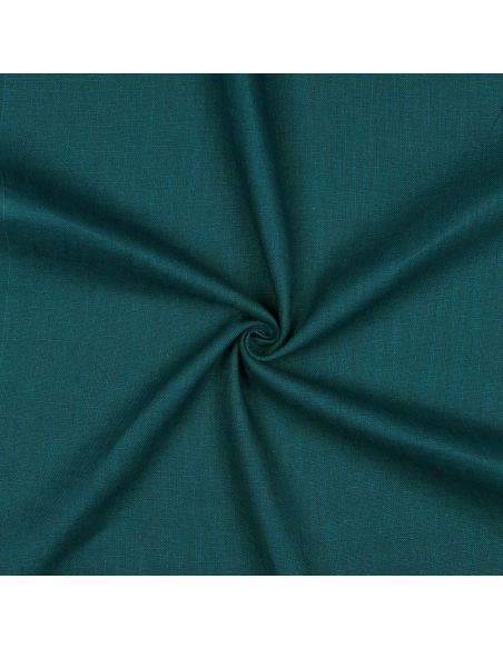 Tissu lin coton lavé - Bleu pétrole