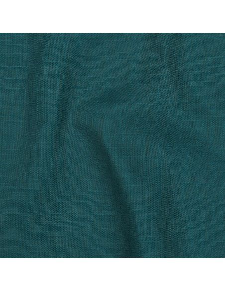 Tissu lin coton lavé - Bleu pétrole