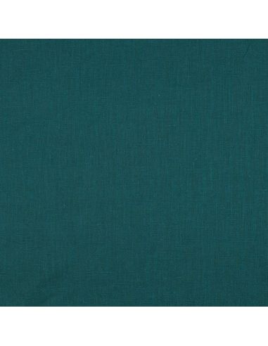 Tissu lin coton lavé - Bleu pétrole
